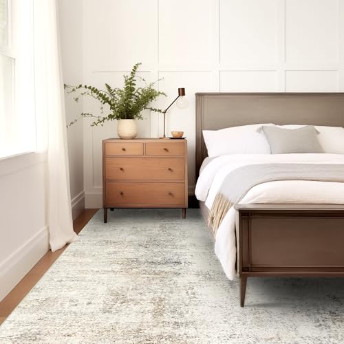 Capslpad 5x7 Abstract Area Rug, Non-Slip Washable Foldable Rug, Low Pile Ultra Soft Non-Shedding, Modern Beige Stain Resistant Large Rug for Living Room, Bedroom, Office, Dining, Room - color: Beige, size: 5' x 7' (Rectangular)