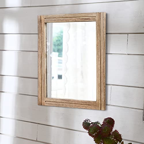 AAZZKANG Rustic Mirror for Wall with Rectangle Wood Framed Decorative Hanging Mirrorrs Large 20"x16"for Bedroom Bathroom Living Room Dressing Room - color: Natural, size: 20"L x 16"W