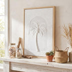 FunooFuno 3D Textured Wall Art Palm Tree Tropical Handmade Boho Canvas Wall Decor 12 x 16 Inch Natural Plant Painting for Bathroom Home Living Room Bedroom with Gloves Installation Tools(Coconut Tree)