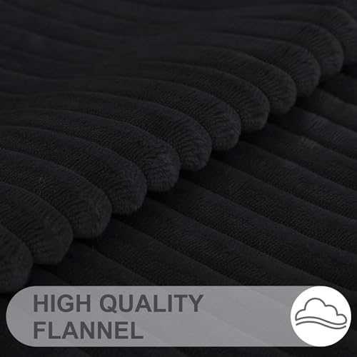 Simmore Decorative Throw Pillow Covers 18x18 Set of 2, Soft Natural Plush Flannel Double-Sided Fluffy Couch Pillow Covers for Sofa Living Room, Black - color: Black, size: 18" x 18" (Pack of 2)