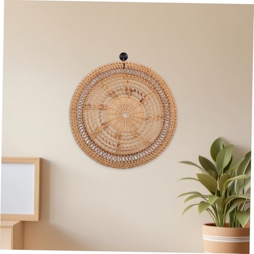 PRETYZOOM Handmade Nordic Woven Wall Basket Decor Bohemian Style Rustic Rattan Wall Art for Living Porch Kitchen for Home Interior