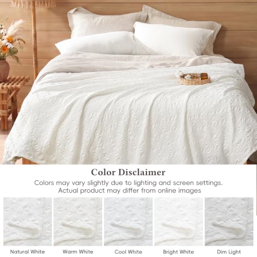 David's Home 100% Cotton Waffle Blanket Queen Size for College Dorm, Lightweight Breathable Cooling Throw for Spring Summer, Snag-Resistant, Aesthetics Home Decor for Couch Sofa Bed, White, 90 * 90 - color: White, size: Queen(90*90")