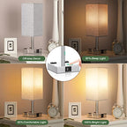 aooshine Gray Set of 2 Touch Lamps with USB Port Nightstand Lamp with USB-C+A Charge Ports & AC Outlets, 3-Way Dimmable Bedside Lamp, Small for Bedroom Living Room (Bulb Included) - color: Gray-Silver