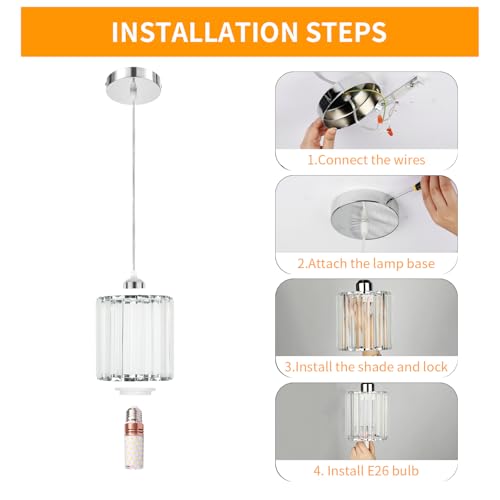 TISLYCO Crystal Pendant Lights - Kitchen Island Lighting, Mini Crystal Chandelier for Living Room, Dining Room, Hallway, Bar - 2 Pack - Silver - color: 7.8"x6.3"-2*Silver pendant light