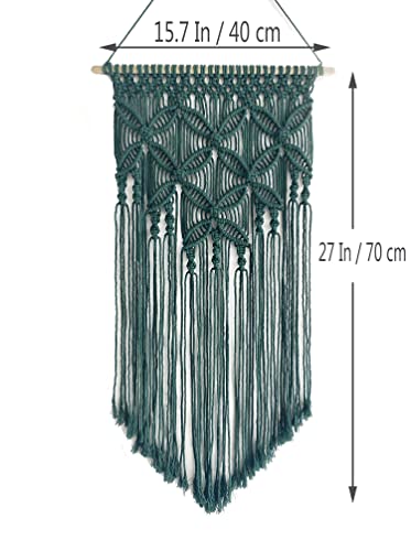 Winterdemoon Handmade Cotton Home Decor Macrame Wall Hanging Deep Green - color: Deep Green