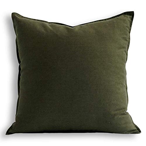 Jeanerlor Solid Cotton Linen Decoration Toss Throw Pillow Sham Cushion Case Special Pillow Cover Delicate Decorative Pillowcase for Bed/Chair/Couch, 18"x18"(45 x 45cm), Olive Green - color: Olive Green, size: 18" x 18" (Pack of 1)