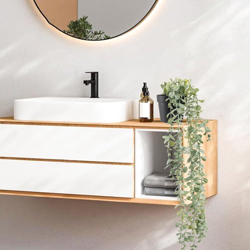 Der Rose 1Pcs Fake Plants Hanging Artificial Potted Faux Eucalyptus Plants for Modern Boho Farmhouse Bathroom Office Desk Wall Art Shelf Living Room Aesthetic Decor Indoor - color: Grey