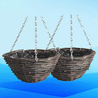 Rattan Hanging Basket for Plants Seagrass Hanging Planters Indoor Outdoor Plant Flower Hanging Pots Woven Straw Planter Ceiling Flower Pots for Decoration 2pcs