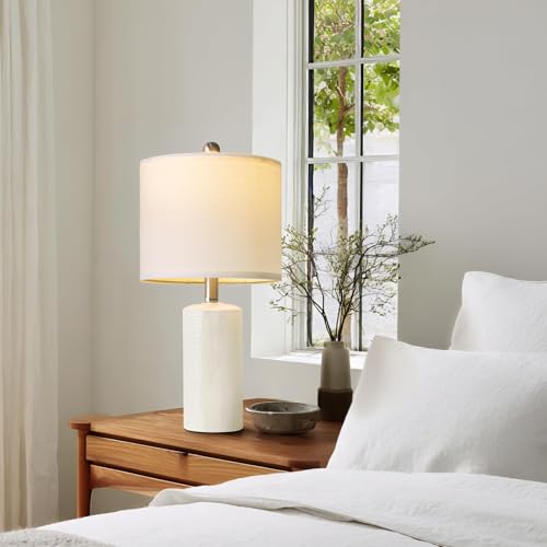 G-SAFAVA 20.5" Small Table Lamps for Living Room Lamp Set of 2 Ceramic Lamps for Bedroom Bedside Lamps Modern Boho Lamps for Night Stands Farmhouse Nightstand Lamp Side End Table Lamp, White - color: White