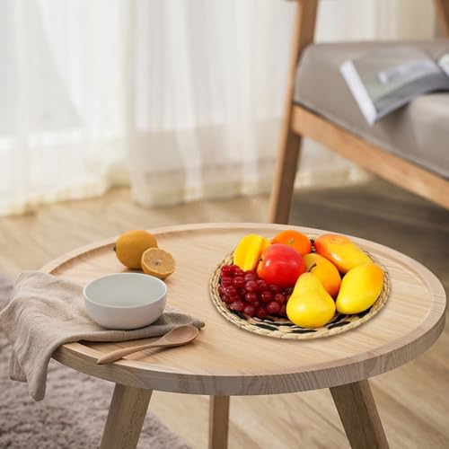 Jeorywoet Round Woven Wall Basket Decor 7Pcs, Natural Rustic Rattan Flower Boho Wall Art for Bedroom, Living Room, Bathroom