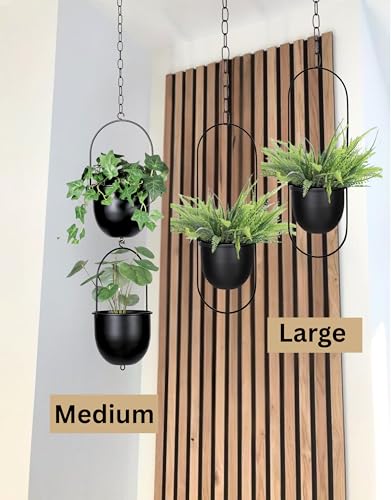 Shineloha 2 Pack Metal Hanging Planters for Indoor Outdoor, with 5.5 Pot, Modern Hanging Planter | Black Plant Hanger, Ceiling Plant Hangers. NO Plant incld. (Small, 2 Packs) - color: Black, size: Medium