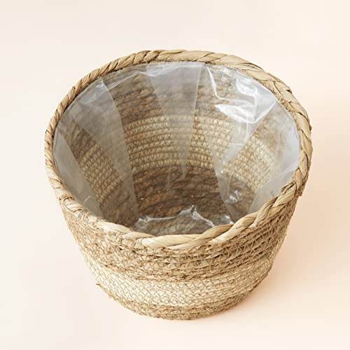 LA JOLIE MUSE Seagrass Planter Basket Indoor Outdoor, Flower Pots Cover, Plant Containers, Beige, 10 inch - color: Beige