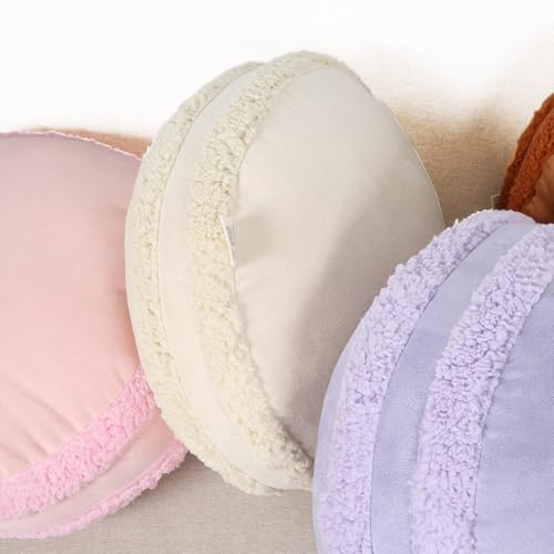 Round Throw Pillow 16x16 Macaron Shape No Zipper Design Down-Like Polyester Filling Super Soft Feather-Like Touching Floor Pillow 40x40cm Home Décor Circle Cushion for Couch, Khaki, 1 Piece - color: Khaki, size: 16"D x 16"W x 6.5"H