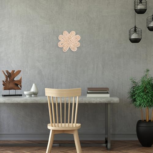 STOBAZA Woven Flower Wall Decor Boho Wall Basket Flower Shape Seagrass Woven Hanging Art for Farmhouse Bedroom Living Room Decoration