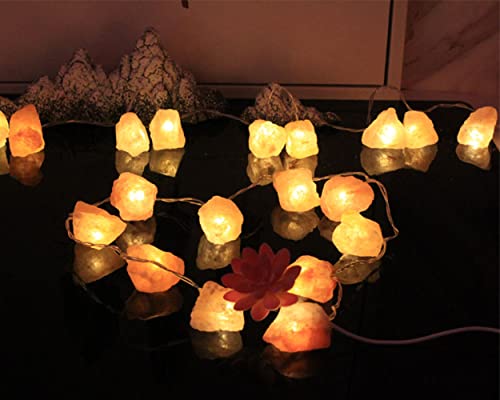 Fantasee Himalayan Salt String Light, Natural Hand Carved Salt Crystal Light Release Negative Ions for Bedroom, Living Room, Office, Home Deco, Yoga, Night Light, Gift (6.6ft 10led) - size: 6.6ft 10led