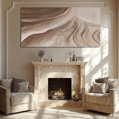 MLART99 Large Beige Brown Abstract Canvas White Artwork with Neutral Textured Wall art for Bedroom Living Room Office Modern Minimalist Wall Decor 29x58 Inch - color: Brown and White, size: 58"L x 29"W