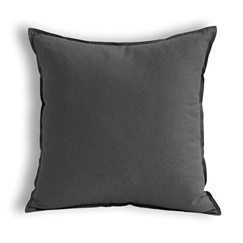 Jeanerlor Solid Cotton Linen Decoration Toss Throw Pillow Sham Cushion Case Special Pillow Cover Delicate Decorative Pillowcase for Bed/Chair/Couch, 18"x18"(45 x 45cm), Dark Grey - color: Dark Grey, size: 18" x 18" (Pack of 1)