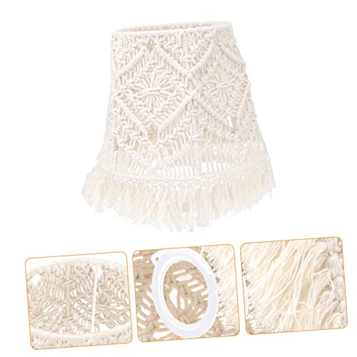 OSALADI Bohemian Macrame Lamp Shade Handmade Cotton Rope Woven Floor Lamp Cover 9.84X9.84X7.87 Inch for Bedroom Living Room Rustic Home Decor