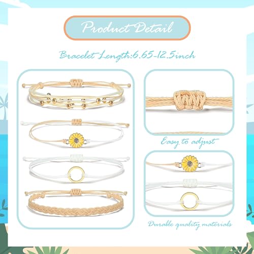 choice of all String Bracelets for Women Boho Wave Surfer Beach Wear Cute Bracelets Set Summer Friendship Jewelry Accessories Beach Stuff - color: A1:4 pcs brown white surfer bracelets