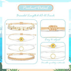 choice of all String Bracelets for Women Boho Wave Surfer Beach Wear Cute Bracelets Set Summer Friendship Jewelry Accessories Beach Stuff - color: A1:4 pcs brown white surfer bracelets