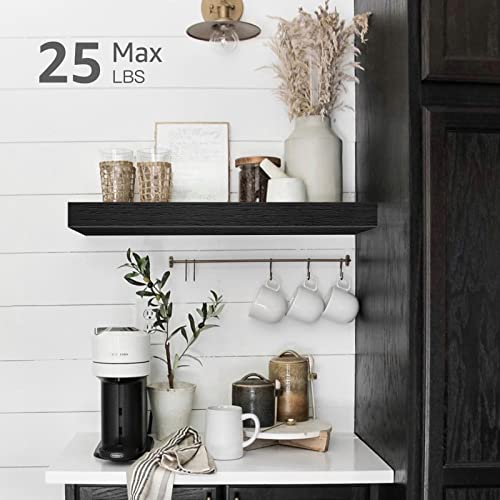 QEEIG Bathroom Floating Shelves for Wall - 15.7" Wall Mounted Shelf Over Toilet Farmhouse Home Decor Display Bookshelf Small 15.7 x 6.7 inch Set of 2, Black (008-40B) - color: C. Black, size: 15.7"