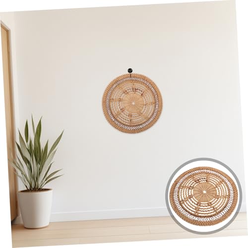 PRETYZOOM Handmade Nordic Woven Wall Basket Decor Bohemian Style Rustic Rattan Wall Art for Living Porch Kitchen for Home Interior