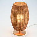 Boho Style Rattan Table Lamp,Dimmable Bamboo Desk Lamp,Timer Build in,Oven Brown Rattan - color: Timer