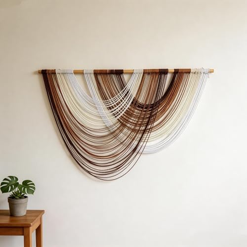 Large Macrame Wall Hanging Macrame Wall Decor Tapestry For Headboard Bedroom Livingroom Boho Fiber Home Art (Brown-A) - color: Brown-A