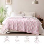 Checkered Throw Blanket, Pink Soft Cozy Fluffy Knitted Throw Blankets for Couch, Sofa, Bed, Chair, Warm Fuzzy Travel Picnic Lightweight Plaid Blanket, 60x80 inches - color: Pink, size: 60×80 Inch
