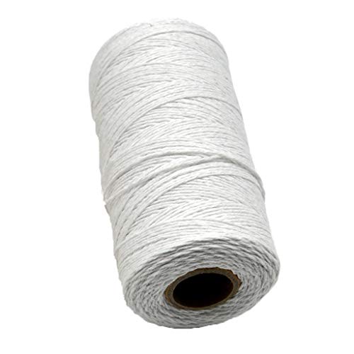 2 Roll 1mm White Pure Cotton Warp Thread Yarn for Weaving Carpet Tapestry Rug Knitting