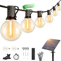 OHLUX 120FT Solar String Lights Outdoor with Remote, Commercial Grade Patio Lights with 52 Shatterproof LED Filament G40 Globe Bulbs, Dimmable Outside Edison Hanging Light for Backyard Party Decor - size: 120FT
