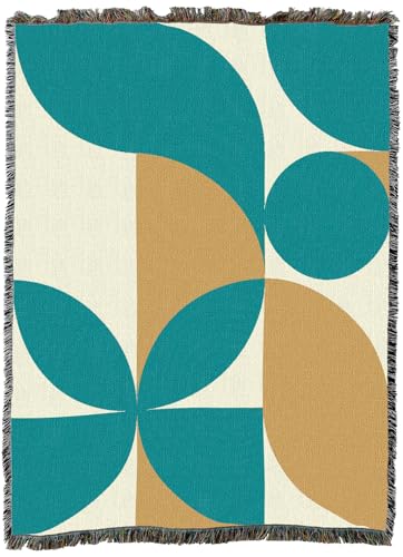 Pure Country Weavers Bauhaus Plants in Blue Blanket - Mid Century Modern - Gift Tapestry Throw Woven from Cotton - Made in The USA (60X80) - color: Bauhaus Plants in Blue, size: 60X80