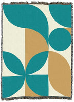 Pure Country Weavers Bauhaus Plants in Blue Blanket - Mid Century Modern - Gift Tapestry Throw Woven from Cotton - Made in The USA (72x54) - color: Bauhaus Plants in Blue, size: 72x54