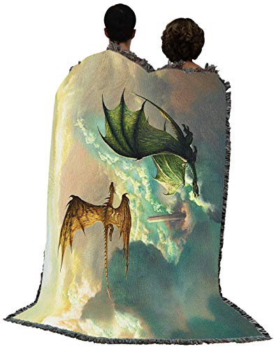 Pure Country Weavers Clouds Tower Dragons Blanket by Ciruelo - Gift Fantasy Tapestry Throw Woven from Cotton - Made in the USA (72x54) - color: Clouds Tower