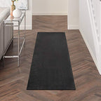 Nourison Home Nourison Essentials Black 2'2" x 7'6" Area Rug - Easy Clean, Non Shedding, Bed Room, Living Room, Dining Room, Kitchen (8' Runner) - color: Black, size: 2'2" x 7'6" (Runner)