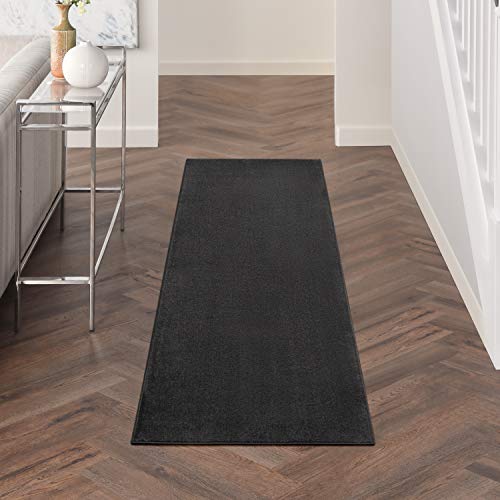 Nourison Home Nourison Essentials Black 2'2" x 7'6" Area Rug - Easy Clean, Non Shedding, Bed Room, Living Room, Dining Room, Kitchen (8' Runner) - color: Black, size: 2'2" x 7'6" (Runner)