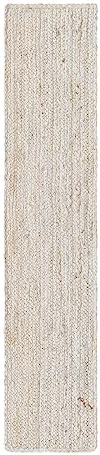 Unique Loom Braided Jute Collection Area Rug - Dhaka (1' 2" x 6' 1" Table Runner, White) - color: White, size: 1'2" x 6'1" (Table Runner)