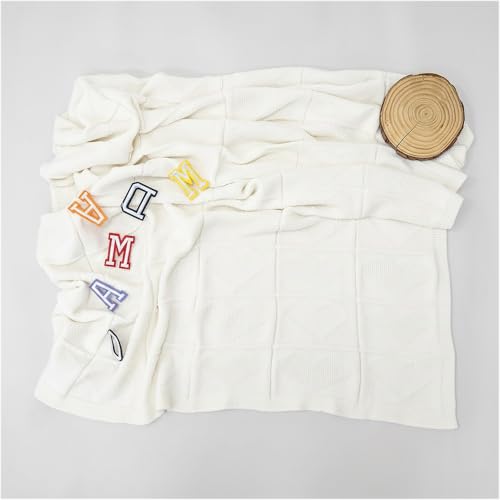 Baby Knit Cotton Blanket White Heart Pattern Soft Breathable Throw for Crib Or Stroller Nursery Gift Baby Shower Birthday Christmas Size 30x30 - color: White, size: 30"x30"