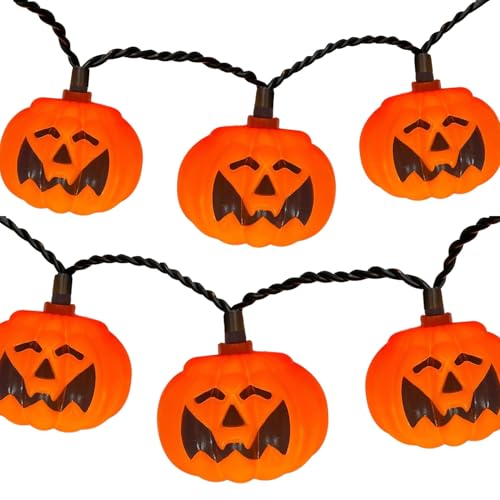 8.5Ft LED Halloween Lights Pumpkin String Lights with 10 Smiling Jack O Lantern Pumpkin Lights, Orange Jack O Lantern for Home Party Yard Porch Indoor Outdoor Decor Halloween Decorations - color: Smiling Pumpkin