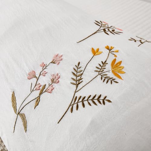 Move Over Body Pillow Cover, White Flower Embroidery, Soft Washed Microfiber, Pocket Closure, 20x54 inches - color: White-01, size: Body, 20" x 54" (Pack of 1)