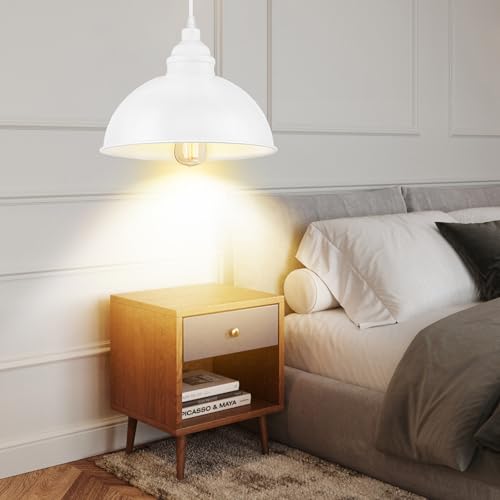 Plug in Pendant Light, 15FT Hanging Lights with Plug in Cord, On/Off Switch, Industrial Pendant Light with Plug in Cord, Metal Hanging Lamps for Living Room, Kitchen, Dining Room-Large White - color: Large white