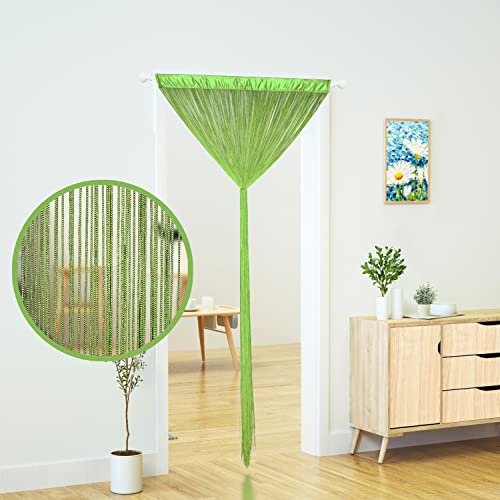YaoYue Doorway String Curtain Door Curtains,Boho Hippie Hanging Fringe Room Divider for Patio Bedroom Closet Kitchen Laundry,Room Window Wall Door Decor(39x110inch/100×280cm,Green) - color: Grass Green, size: 39"W x 110"L (Pack of 1)