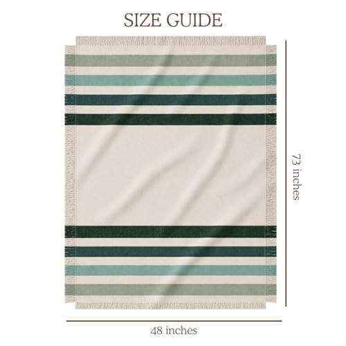 Laurel Ridge Striped Afghan Throw Blanket | Thick & Cozy | Cotton USA Made (73x48) - color: Laurel Ridge