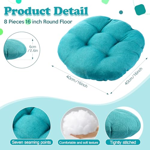 Fumete 8 Pcs 16 Inch Floor Cushions Pillow for Kids Bulk Classroom Round Flexible Seating Floor Cushions for Students Home Daycare School Reading Corner Yoga Meditation Picnic (Turquoise) - color: Turquoise