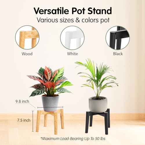 Wood 7.5" x 9.8" Plant Stand Indoor Outdoor, Wooden Single Floor Plant Pot Holder, Natural Plant Stand, Assembly Required (Excluding Potted Plants) - color: Black, size: 7.5" H x 9.8" W