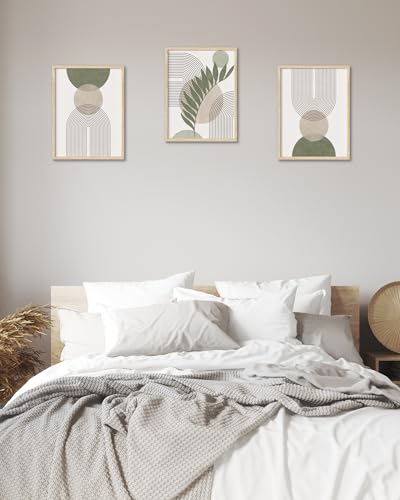 HesenDot Unframed Boho Sage Green Canvas Prints,12x16in Botanical Line Poster,Set of 3 Abstract Geometric Posters Decor,Minimalist Modern Green Artwork for Living Room Bedroom Bathroom Home, Unframed - color: Unframed Boho Sage Green, size: 16"L x 12"W
