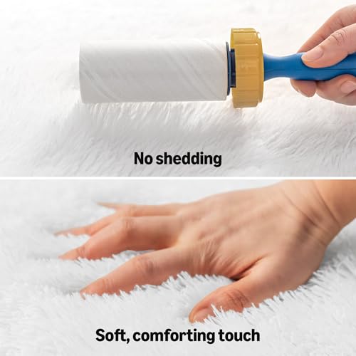 Amazon Basics Fluffy Washable Round Area Rug, Circle Shaggy Carpet for Living Room, Bedroom, Nursery, 8'R, Cream - color: Cream, size: 8' (Round)