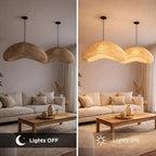 FOREVER BAMBOO Indonesia Handmade Natural Rattan Pendant Light Shade Wicker Light Fixtures Luxurious Bean Shape Woven Lampshade Chandelier Interior Decor, 12 in H x 24 in W - style: Sumba Pod
