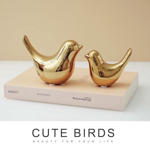 Notakia Gold Home Decor Small Birds Statues Modern Style Decorative Ornaments for Living Room Decor, Bedroom, Office Desktop, Cabinets (2Pcs Gold Birds) - color: 2pcs Gold Birds