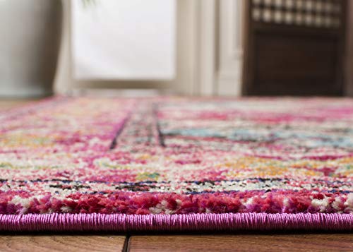 SAFAVIEH Monaco Collection Area Rug - 2'2" x 4', Pink & Multi, Non-Shedding & Easy to Clean, Distressed Medallion Design, Ideal for Front Door, Kitchen, Entryway, Accent Space (MNC243D) - color: Pink/Multi, size: 2'2" x 4' (Rectangular)